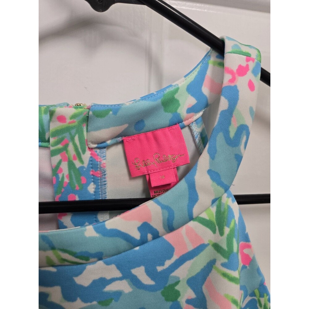 Lilly Pulitzer Sophelia Shift Dress Multi Color Coral Bay Girls Size 14 EUC - Picture 3 of 5